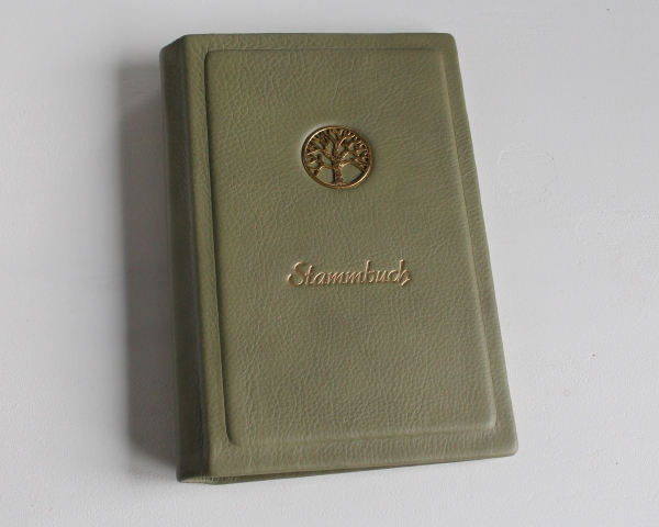 Stammbuch "Lebensbaum" aus hellgrünem Nappaleder